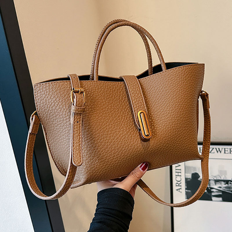 Sac à Main Femme Tendance – Sac Seau Grande Capacité à Motif Litchi avec Fermeture Zippée – Style INS Élégant et Décontracté.