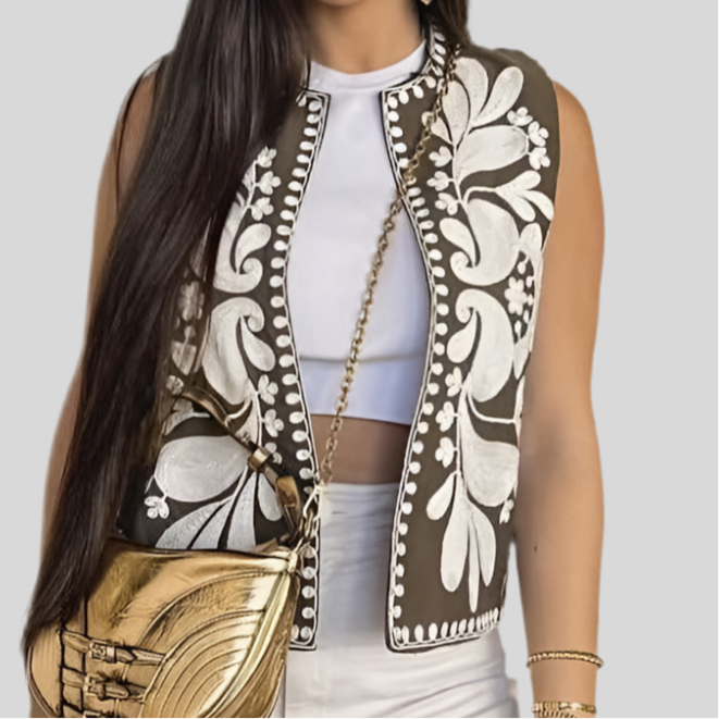 Top Femme Sans Manches Brodé – Style Chic & Tendance