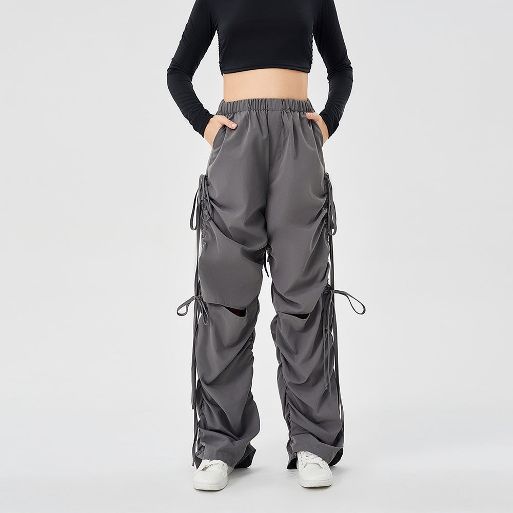 Pantalon Cargo Streetwear – Large, Décontracté, avec Cordon et Œillets