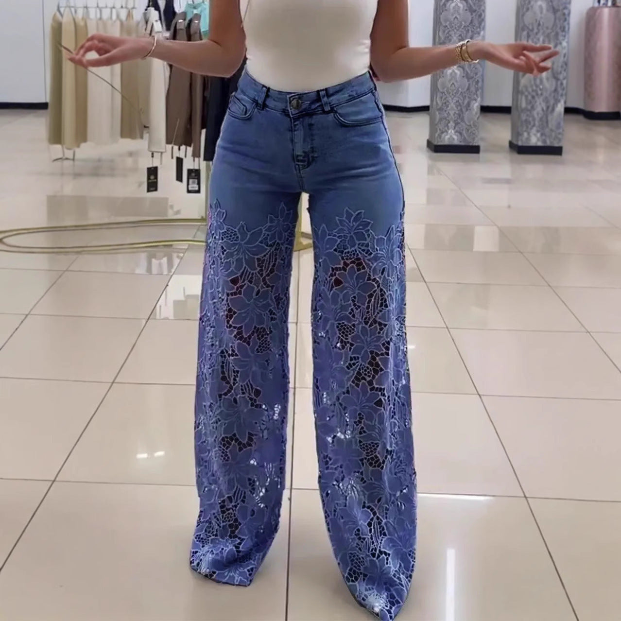 Pantalon Femme Taille Haute Y2K – Coupe Large.