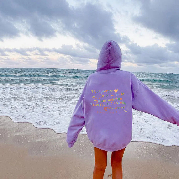 Women's Personalized Letter Printed Fleece Hoodie