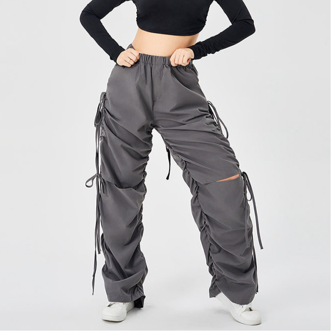 Pantalon Cargo Streetwear – Large, Décontracté, avec Cordon et Œillets