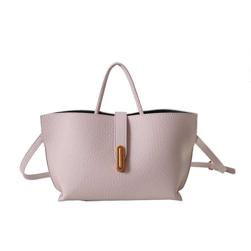 Sac à Main Femme Tendance – Sac Seau Grande Capacité à Motif Litchi avec Fermeture Zippée – Style INS Élégant et Décontracté.