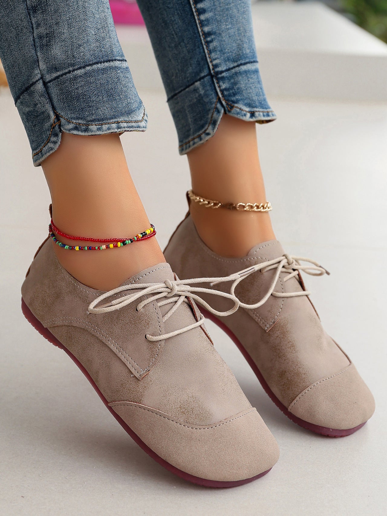 Flat Retro Soft Leather Western Style Slip-on Loafers Small Leather Shoes.