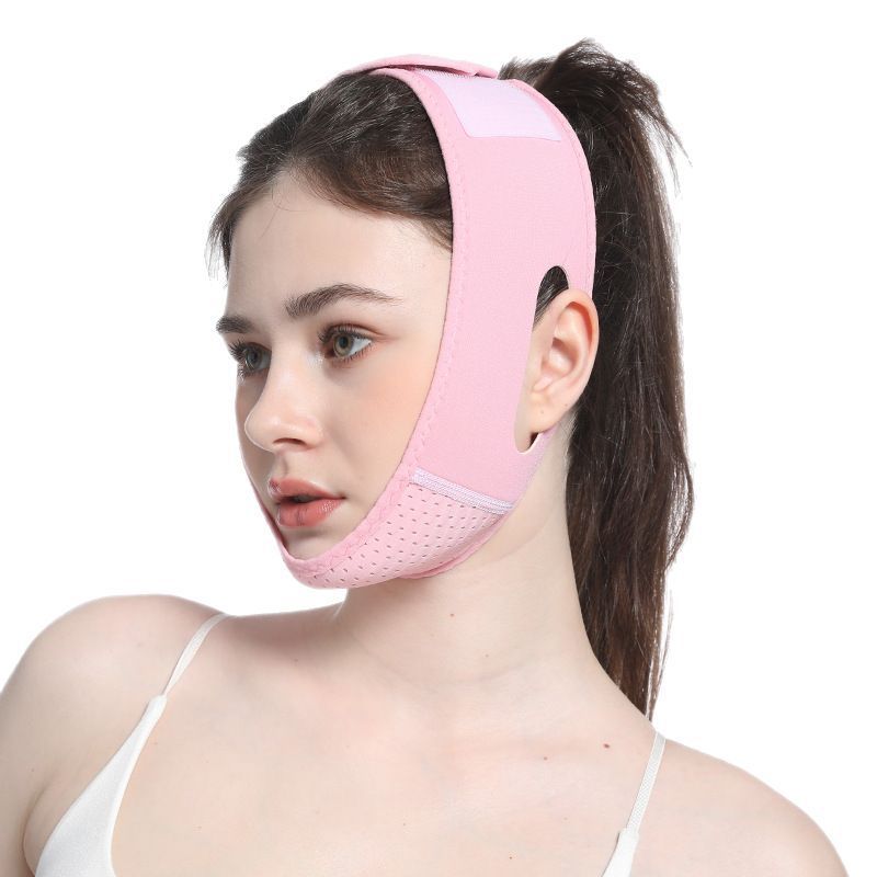Double chin reducer and face lifting band for effective contouring and firming of facial skin