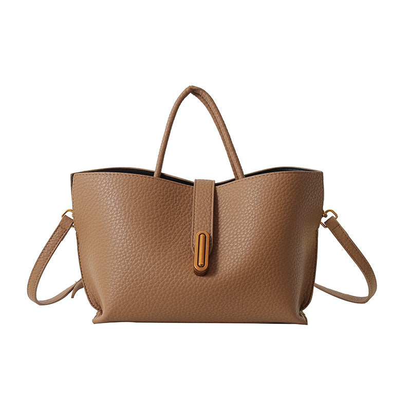 Sac à Main Femme Tendance – Sac Seau Grande Capacité à Motif Litchi avec Fermeture Zippée – Style INS Élégant et Décontracté.