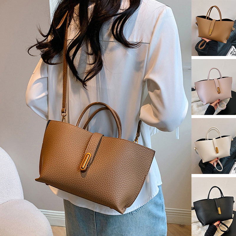 Sac à Main Femme Tendance – Sac Seau Grande Capacité à Motif Litchi avec Fermeture Zippée – Style INS Élégant et Décontracté.