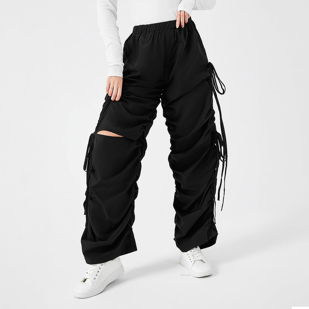 Pantalon Cargo Streetwear – Large, Décontracté, avec Cordon et Œillets