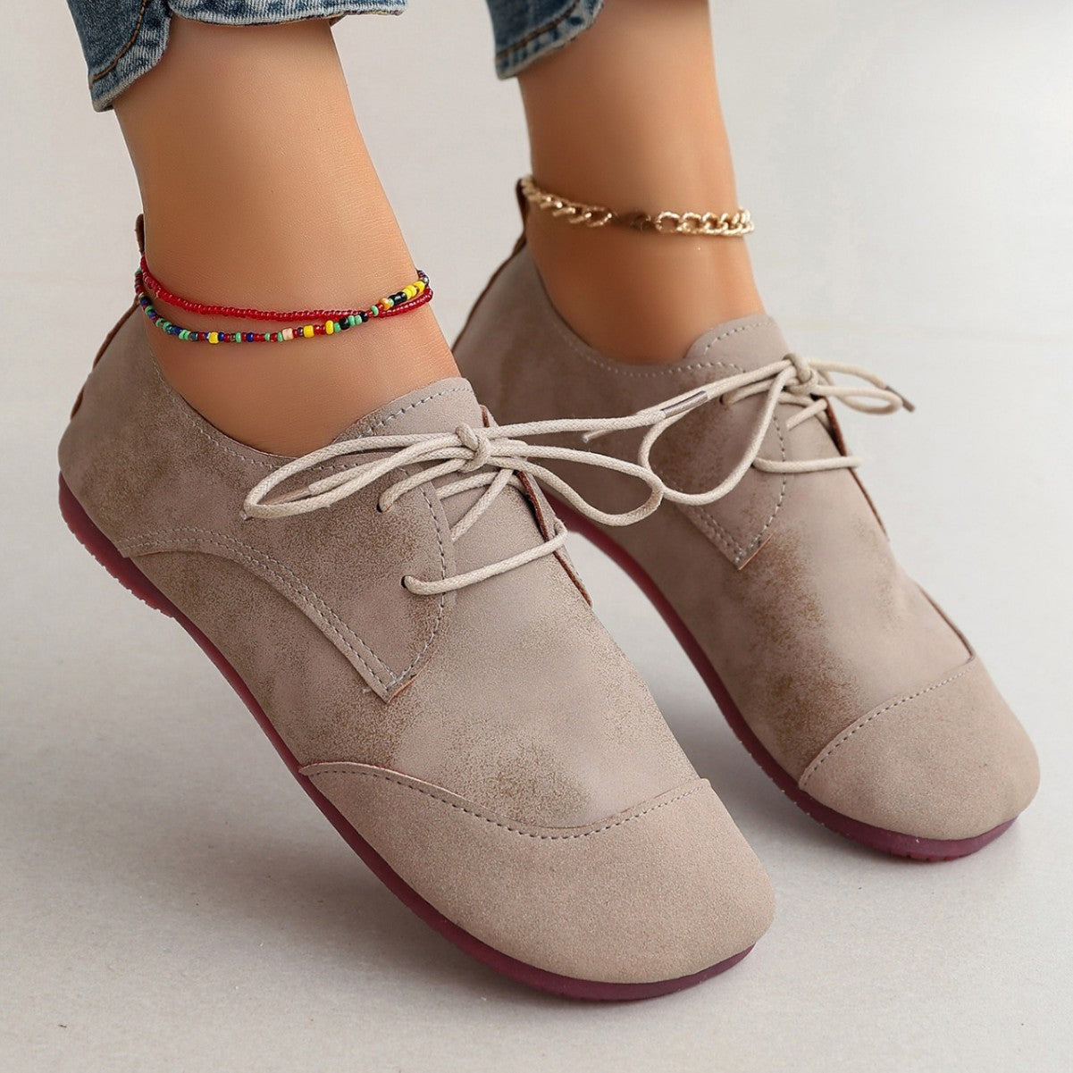 Flat Retro Soft Leather Western Style Slip-on Loafers Small Leather Shoes.