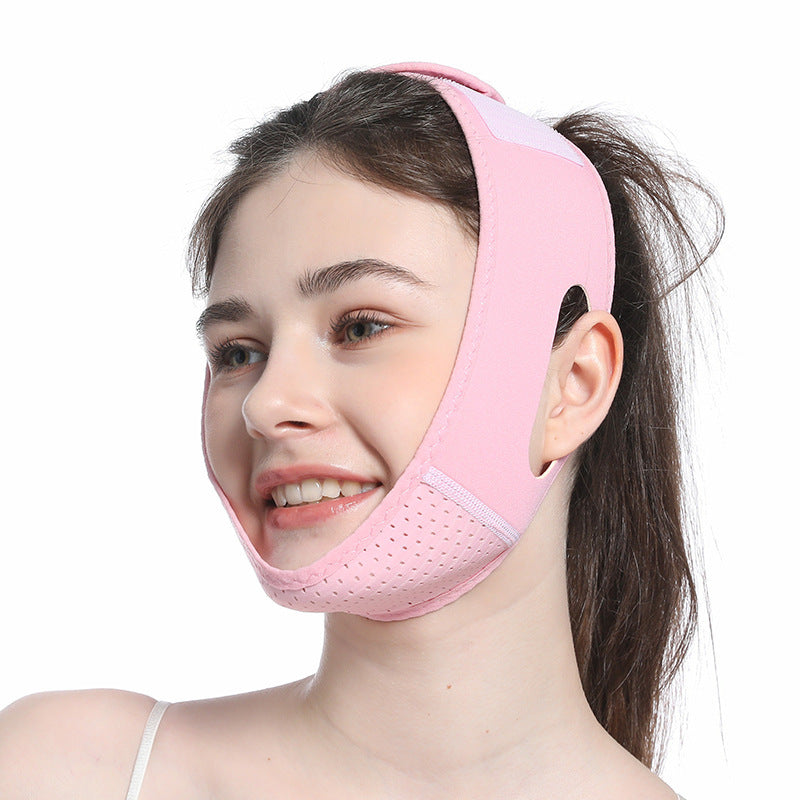Double chin reducer and face lifting band for effective contouring and firming of facial skin