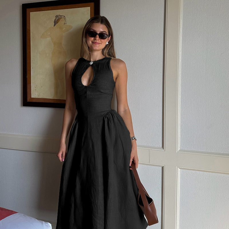 Robe Bohème d’Été Femme Évasée en Dentelle Ajourée.