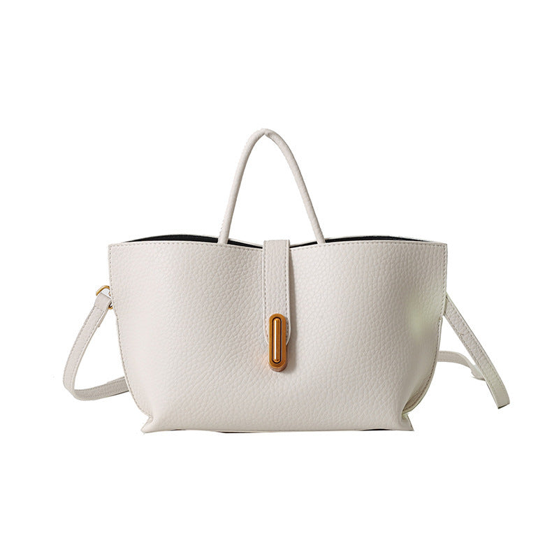Sac à Main Femme Tendance – Sac Seau Grande Capacité à Motif Litchi avec Fermeture Zippée – Style INS Élégant et Décontracté.