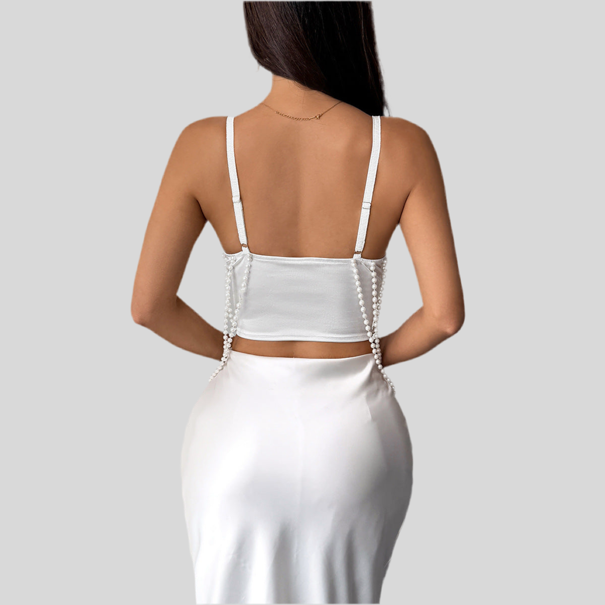 Strap Pearl Tassel Chain Corset