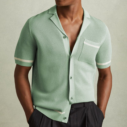 Polo en Maille pour Homme – Col Cubain, Manches Courtes, Été.