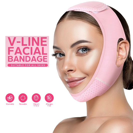 Double chin reducer and face lifting band for effective contouring and firming of facial skin