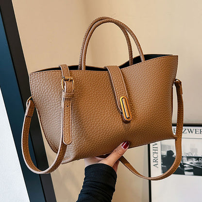 Sac à Main Femme Tendance – Sac Seau Grande Capacité à Motif Litchi avec Fermeture Zippée – Style INS Élégant et Décontracté.