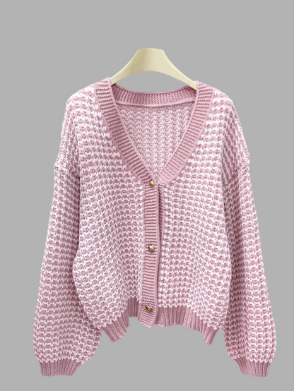 Snow Pattern Single-breasted Loose Sweet Cardigan