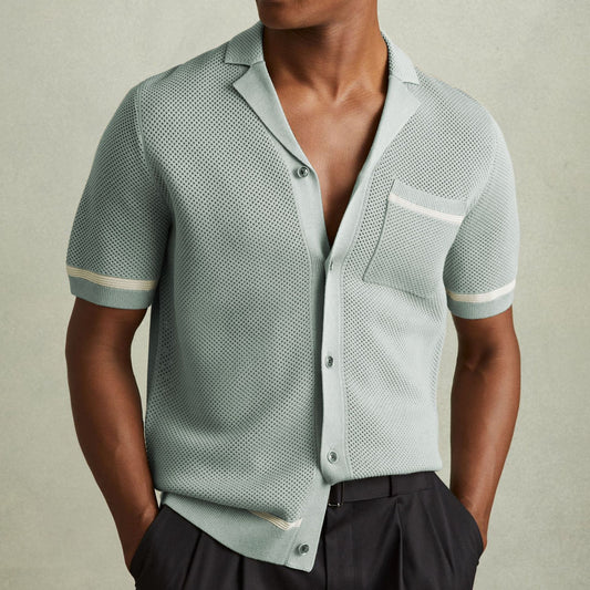 Polo en Maille pour Homme – Col Cubain, Manches Courtes, Été.