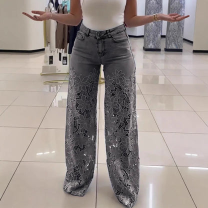 Pantalon Femme Taille Haute Y2K – Coupe Large.