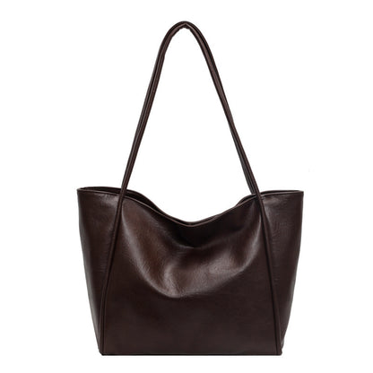 Soft Leather Shoulder Bag Large Capacity Commuter Totes Shopping Travel Bags For Women