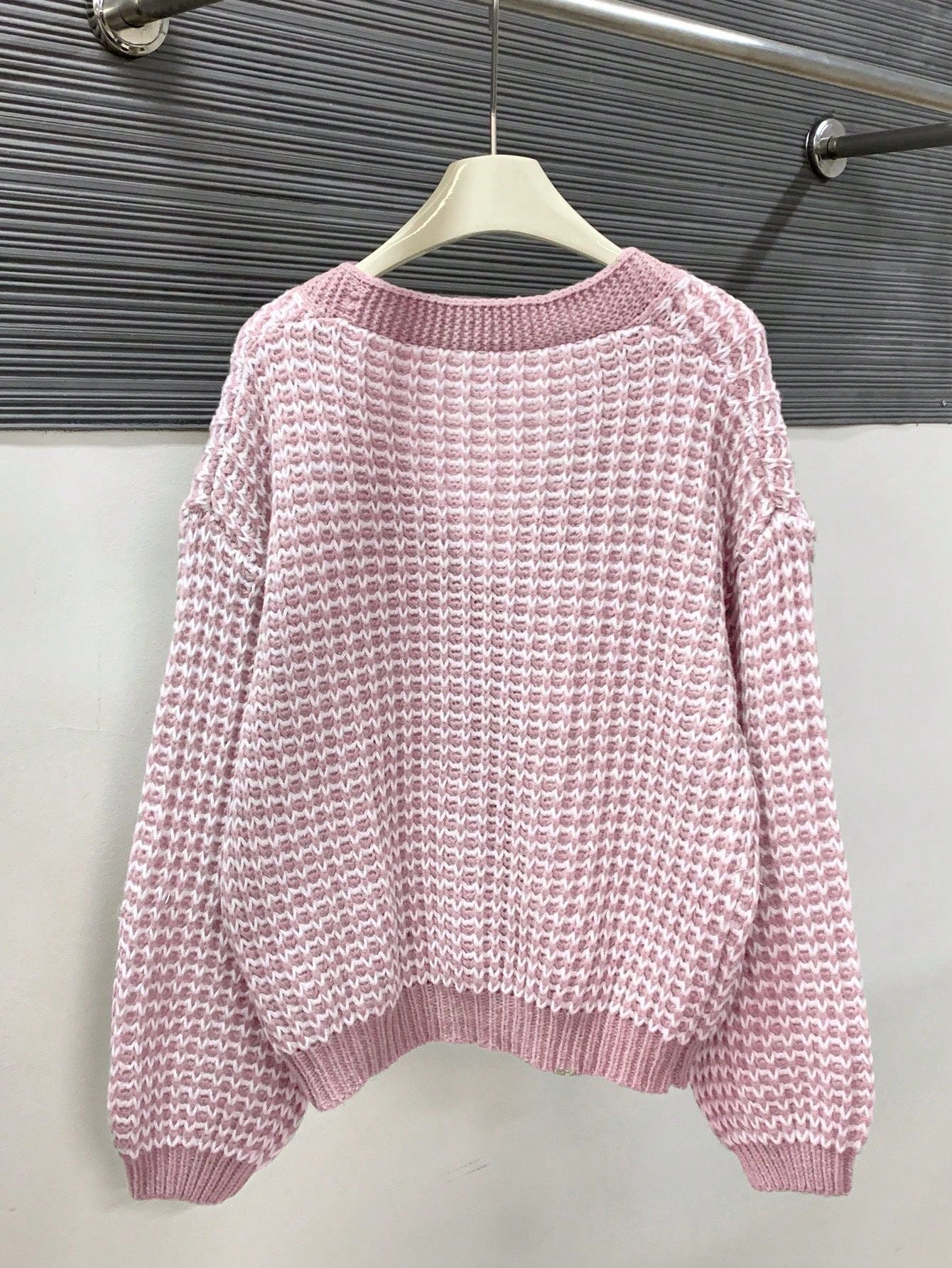 Snow Pattern Single-breasted Loose Sweet Cardigan.