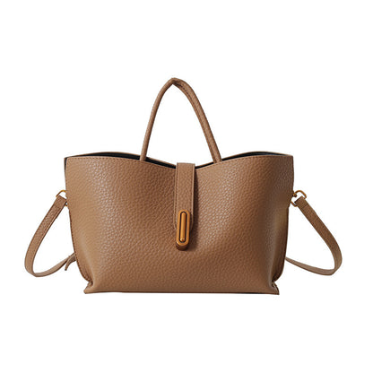 Sac à Main Femme Tendance – Sac Seau Grande Capacité à Motif Litchi avec Fermeture Zippée – Style INS Élégant et Décontracté.