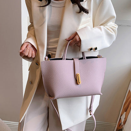 Sac à Main Femme Tendance – Sac Seau Grande Capacité à Motif Litchi avec Fermeture Zippée – Style INS Élégant et Décontracté.