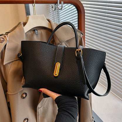 Sac à Main Femme Tendance – Sac Seau Grande Capacité à Motif Litchi avec Fermeture Zippée – Style INS Élégant et Décontracté.