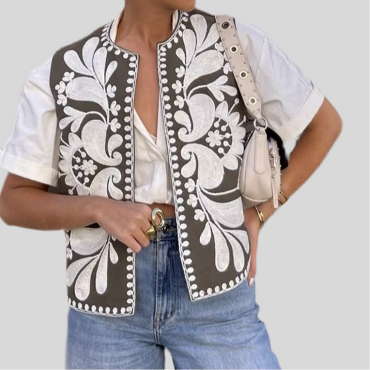 Top Femme Sans Manches Brodé – Style Chic & Tendance
