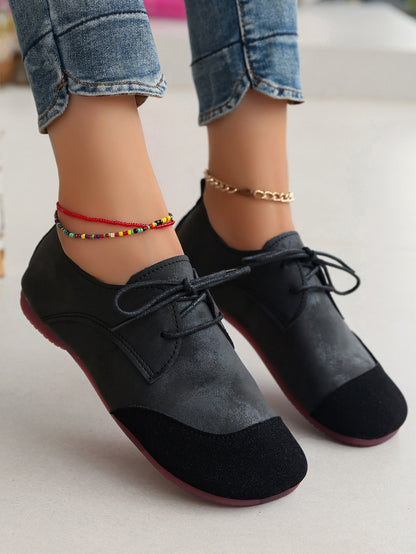 Flat Retro Soft Leather Western Style Slip-on Loafers Small Leather Shoes.