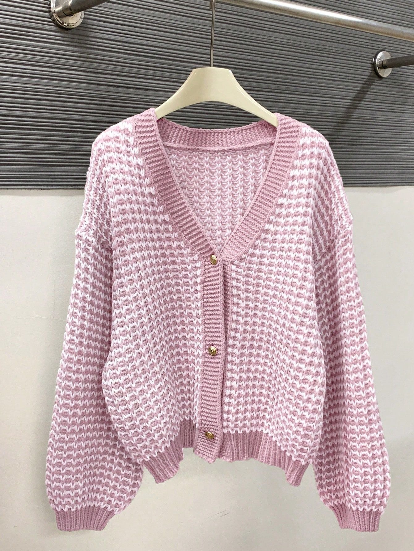 Snow Pattern Single-breasted Loose Sweet Cardigan.