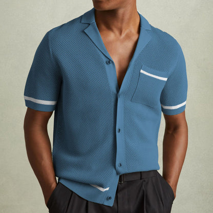 Polo en Maille pour Homme – Col Cubain, Manches Courtes, Été.